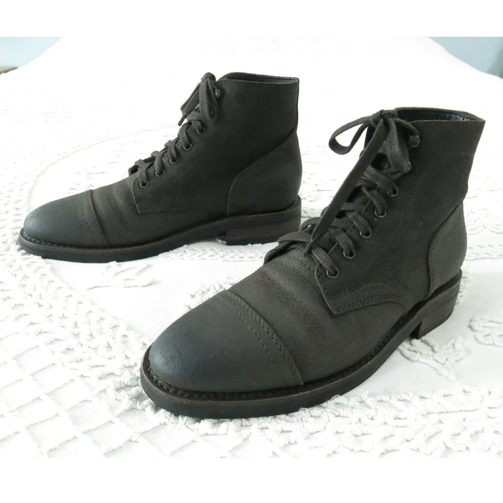 Thursday Boot Co Captain Lace Up Cap Toe Ankle Boots Mens 7.5 Dark Grey